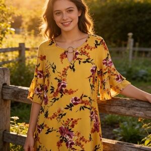 PerSeption Concept Yellow Floral Dress
